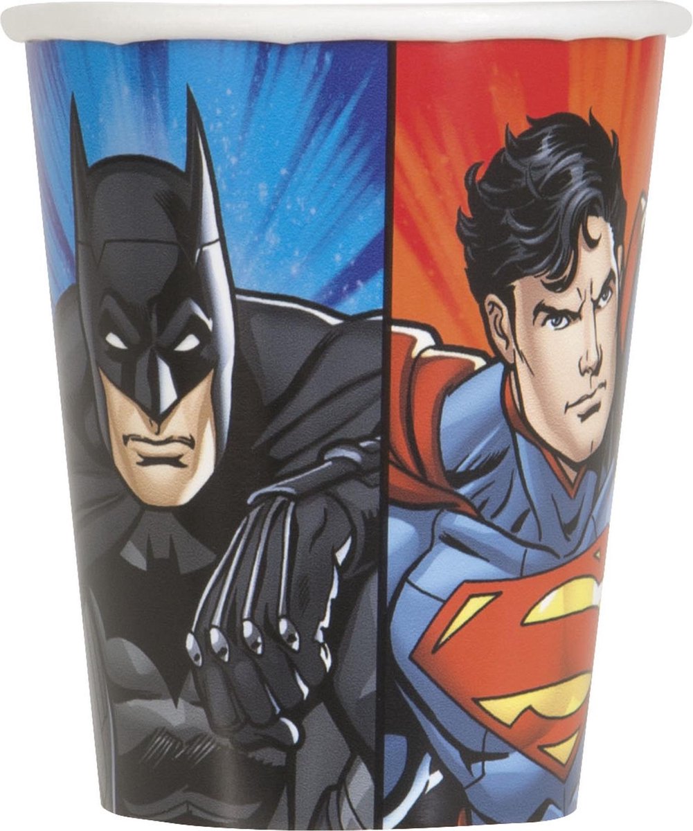 UNIQUE - 8 kartonnen Justice League bekers - Decoratie > Bekers, glazen en bidons